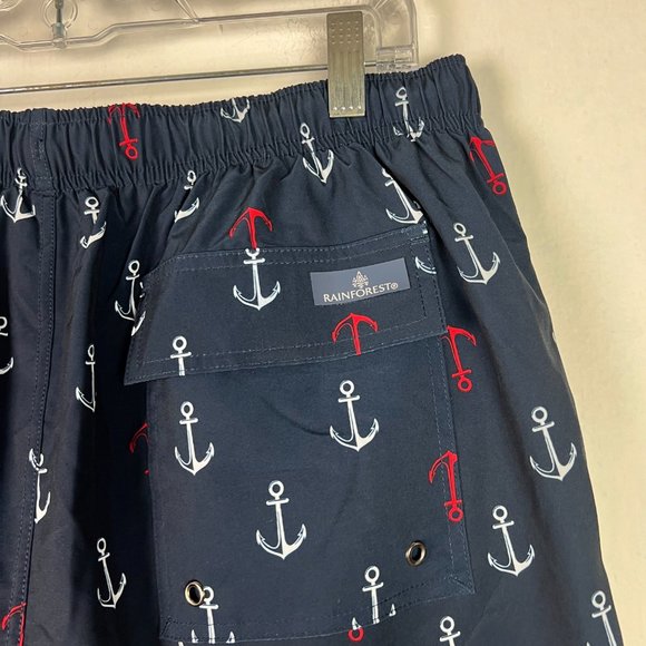 NWT Rainforest Ship Ahoy Swim Trunks Boardshorts Navy USA Size Medium M $69 NEW - Picture 13 of 16